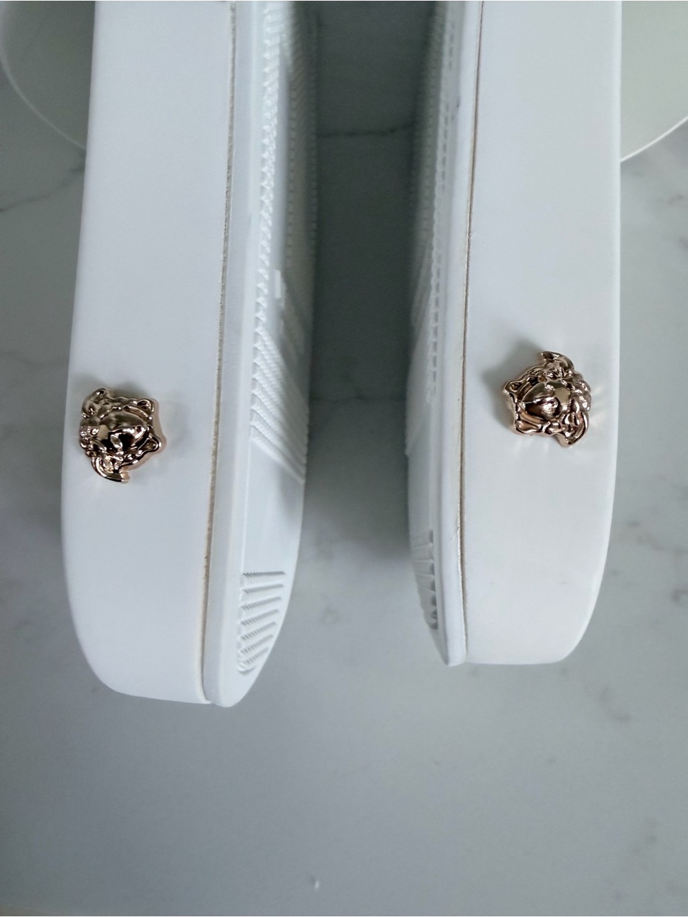 Versace White Slides with Gold Medusa Plaques size 11 - Picture 6 of 16